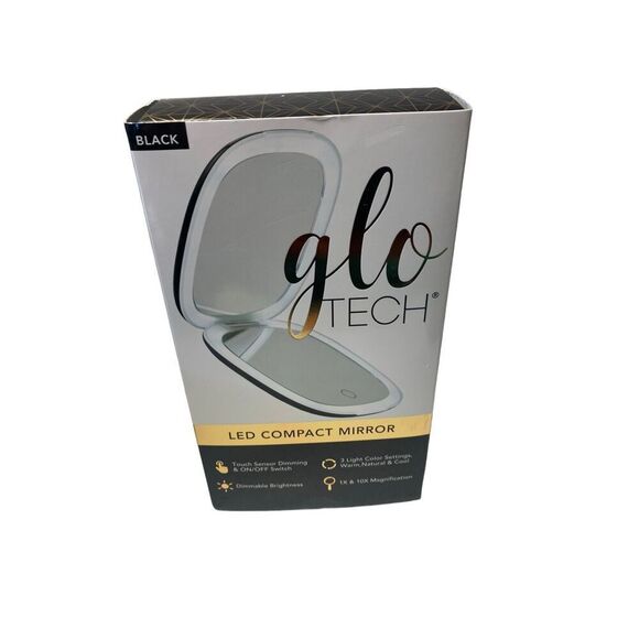 Glo Tech LED Compact Mirror in Black New Open Box - Picture 1 of 2